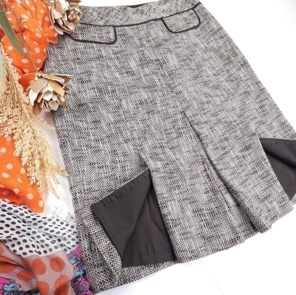 Loft Brown Wool Blend Skirt Sz 8 - Picture 4 of 9